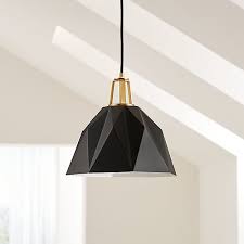 Small Black And Brass Pendant Light Maddox Black Faceted Pendant Small With Brass Socket Reviews Crate And Barrel Crate And Barrel Globe Light Bulbs Barrel Ceiling