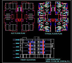 An apartment with bedrooms with en suite baths and closets. 2 Bedroom Apartment Building Design Autocad Architecture Dwg File Download Autocad Dwg Plan N Design