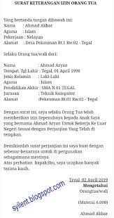 Demikian surat izin ini kami buat untuk dipergunakan sebagaimana mestinya. Contoh Surat Izin Orang Tua Untuk Bekerja Nusagates