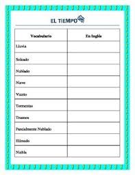 El Tiempo Weather In Spanish Vocabulary List And Interactive Package Spanish Vocabulary List Vocabulary List Spanish Weather