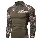 Camisa táctica de manga larga con cremallera de 1/4 para hombre, estilo  militar, camisa de combate con bolsillos, parte superior de airsoft, ropa  al ...