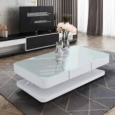 Sandor 48 wide chrome and glass modern coffee table. Ofcasa High Gloss Coffee Table For Living Room 2 Drawer Tempered Modern White Glass Coffee Table Living Room Table Storage Cabinet For Living Room Office Buy Online In Angola At Angola Desertcart Com Productid