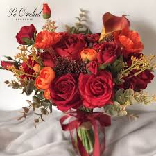 Ivory coral cascade bridal bouquets real touch flowers calla etsy. Peorchid Orange Red Burgundy Artificial Wedding Bouquet Flower For Bride Calla Lily Rose Bridal Hand Bouquet New Arrival Wedding Bouquets Aliexpress