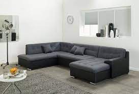 Wohnlandschaft Rocky U Form Mit Schlaffunktion Schwarz Grau Ottomane Links Amazon De Kuche Haushalt Wohnen Wohnzimmer Sofa Sofa Mit Schlaffunktion