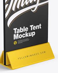 Plastic Table Tent Mockup In Indoor Advertising Mockups On Yellow Images Object Mockups