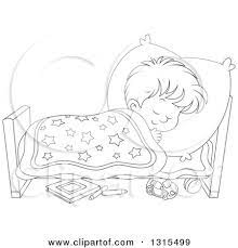 Bedtime and naptime by pamelazita buschbacher, ed.d. Clipart Of A Cartoon Black And White Boy Sleeping Peacefully In A Bed Royalty Free Vector Illustration By Alex Bannykh 1315499