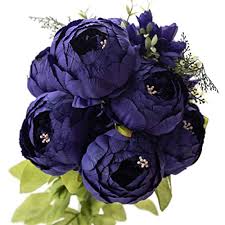 Check spelling or type a new query. Leagel Fake Flowers Vintage Artificial Peony Silk Flowers Bouquet Wedding Home Decoration Pack Of 1 Navy Blue