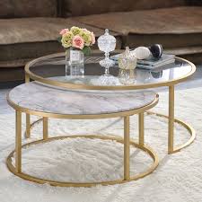 Nesting coffee tables white living room table sets, marble look sofa side nest of tables round end tables with matte gold metal frame home i love everything about these coffee tables. Acme Furniture 81110 Shanish 2 Piece Nesting Table Set Faux Marble Gold Coffee Table Glass Nesting Tables Table Decor Living Room