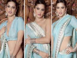 Sunny Leone seduces in blue saree