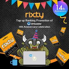 Rixty Offgamers 14th Anniversary Top Up Ranking Promotion To Celebrate Offgamers 14th Anniversary Rixty 14th Anniversary Promotion Anniversary Celebration