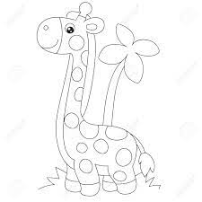 See giraffe outline stock video clips. Giraffe In Cartoon Style Stands On A Palm Tree Background Outline Royalty Free Cliparts Vectors And Stock Illustration Image 143294667