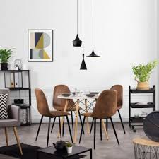 Set Of 4 Dining Chair Vintage Pu Leather Seat With Black Metal Legs Faux Leather Ebay Dining Chair Upholstery Dining Chairs Solid Wood Dining Chairs