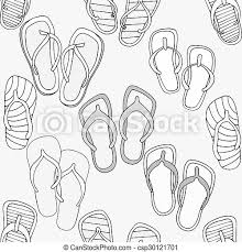 Flip flops flat design summer icon with side. Flip Flops Background Seamless Of Summer Flip Flops Black Outline Sketch On White Background Canstock
