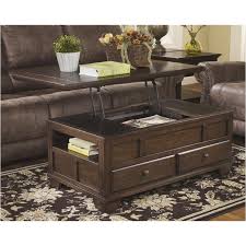 Larger end table with tempered glass insert. T845 9 Ashley Furniture Lift Top Cocktail Table