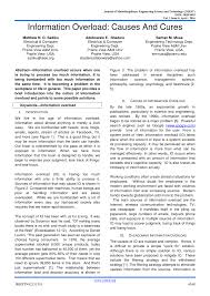 Pdf Information Overload Causes And Cures