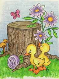 Cartoon Bird On Tree Drawing Pin On Drawing