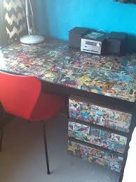 Comic Book Decoupage Cartoon Decoupage Old Desk Made Fabulous For A Comic Book Room Comic Room Comic Book Rooms Decoupage Desk