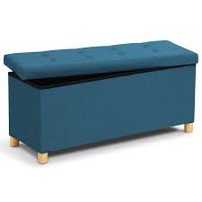 Ce banc de rangement avec une touche rustique dégage un charme vintage et sera un supplément intemporel à votre pièce. Banc Coffre De Rangement En Tissu Bleu Canard 100 Cm Id Market