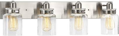 Aside from making spaces appear larger, wall mirrors offer a tactful, stylish way to hide imperfections, maximize light, and provide a second look at your favorite accents. Calhoun Collection Brushed Nickel Four Light Farmhouse Bath Vanity Light Amazon Com