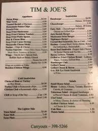 Facebook twitter pinterest linkedin email adventures in book design, episode 1. Menu Of Tim Joe S Tavern In Belleville Il 62223