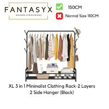 Product title metal garment rack home storage rack hanging clothing bar with multi wooden shelves 60 x 40 average rating: Fantasyx Diy Xl Size 3 In 1 Rak Baju Clothes Rack Hanging Organizer Rack Ikea Mulig Rak Penyidai Baju Ikea Rack Shopee Malaysia
