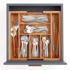 Expandable Acacia Silverware Tray Silverware Tray Tray Drawer Organizers