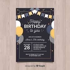 Beautiful happy birthday card with balloons and photo frame. Birthday Invitation Template In Flat Style Free Vector Premium Vector F Birthday Invitation Card Template Birthday Invitation Templates Birthday Invitations