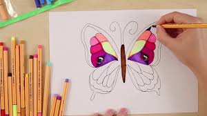 Care fluture colorat este diferit de ceilalți? Invata Sa Desenezi Un Fluture Cu Stabilo Point 88 Youtube