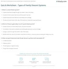 Quiz Worksheet Types Of Family Descent Systems Study Com