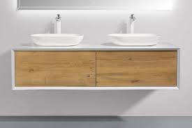 white oak with solid surface vanity top