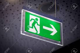 Emergency Exit Light Sign On A Gray Background Stock Photo Picture And Royalty Free Image Image 57921502