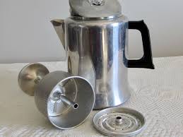 Percolator holds 140 fl oz gleaming stainless steel never rusts or tarnishes notched steel bail for hanging over open fire works equally well on stove burner use with stainless steel grounds basket for perc'd coffee or remove and use as a coffee boiler great for heating water or brewing tea, too glass percolator. Mirro 9 Cup Aluminum Stove Top Coffee Percolator Aluminum Drip Percolator Camping Coffee Pot Made In The Usa Camping Coffee Pot Camping Coffee Percolator Coffee