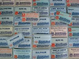 34 Old COLUMBUS MONTANA Medicine & Poison Labels, Robert Line Drug Company,  Rexall Store, Pharmacy Decor, Skull Crossbones