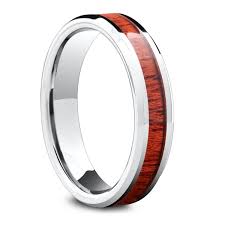 This black matte finish wedding rings with a thin blue line inlaid center is made from high quality tungsten carbide. 5mm Mens Tungsten Wood Wedding Ring Crafted With Real Koa Wood Northern Royal Llc
