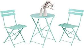 Amazon Com Grand Patio 3pc Metal Folding Bistro Set 2 Chairs And 1 Table Weather Resistant Outdoor In Bistro Set Conversation Set Patio Wood Dining Room Set