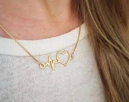 Items Similar To Heartbeat Necklace Rose Gold Filled Wired Hand Wired Heartbeat Pendant Doctor Nurse Lo Prom Jewelry Earrings Heartbeat Necklace Necklace