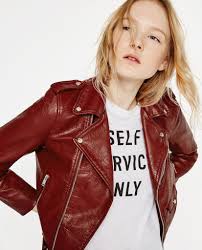 Zara Burgundy Faux Leather With Zipper Buckle Jacket Size 12 L Leather Jacket Faux Leather Jackets Buckle Jackets