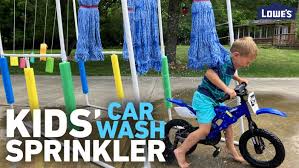 Add the noodles by tying a string that was a few inches longer than the water noodle to the cross members of the cage. Kids Car Wash Sprinkler