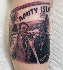 Fun start to a Jaws leg sleeve. Thanks Kyle! #redmapletattoo #evandipalma  #dipalmatattoos #jaws #jawsmovie #jawstattoo #blackandgrey  #blackandgreytattoo #tattoo