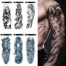 Tatouage Temporaire Etanche A Manches Larges Pour Hommes Motif Lion Couronne Roi Rose Loup Sauvage Tigre Crane Complet Aliexpress