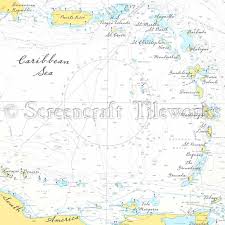 Islands The Caribbean Nautical Chart Decor