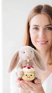 Jellycat White Bunny with Pattern Ears