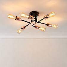 Vintage industrial metal ceiling pendant light shade modern hanging retro light. Modern Matt Copper Effect 6 Lamp Ceiling Light Diy At B Q