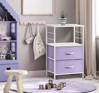 Sorbus 2-Drawer Purple Nightstand 33.75 in. H x 21.62 in. W ...