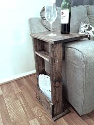 Real Hard Wood Sofa Chair Arm Rest Table Stand With Shelf And Storage Pocket For Magazine Arm Rest Table Diy Sofa Table Rustic Sofa