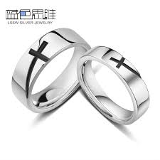 Blue Sweet Couple Rings Black Cross Wedding Bands Set Sterling Silver Cross Rings For Men A Mens Wedding Rings Titanium Engagement Rings Couple Wedding Rings