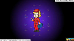 It is called this because the hair resembles the shape of a traditional hat worn by a hotel employee assigned to carry luggage for guests. A Happy Female Bellhop Carrying A Suitcase On A Purple And Black Gradient Background A Woman With Blonde Hair Wearing Purple And Black Purple Red And Gold