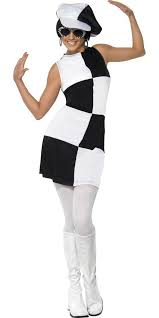 Adult 60 S Black And White Party Costume 1960s Fancy Dress Disco Costume Costumes For Women