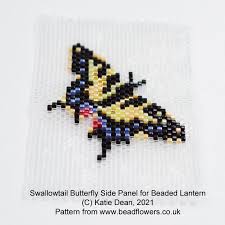 Number of colors used in this chart: Swallowtail Butterfly Peyote Stitch Panel For Beaded Lantern