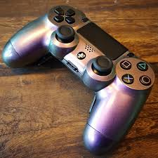 Ps4 Controller With Chameleon Paint And Shock Paddles Playstation Controller Ps4 Controller Ps4 Controller Skin
